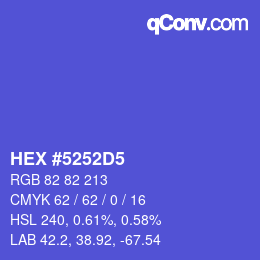 Farbcode: HEX #5252D5 | qconv.com