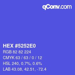 Farbcode: HEX #5252E0 | qconv.com