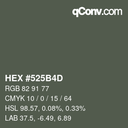 Farbcode: HEX #525B4D | qconv.com