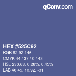 Color code: HEX #525C92 | qconv.com