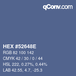 Color code: HEX #52648E | qconv.com