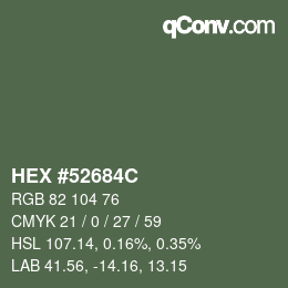 Color code: HEX #52684C | qconv.com