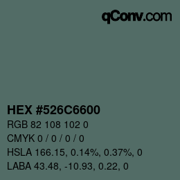 Farbcode: HEX #526C6600 | qconv.com