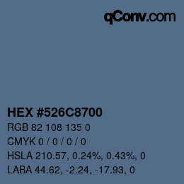 Código de color: HEX #526C8700 | qconv.com