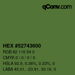 Farbcode: HEX #52743600 | qconv.com