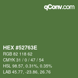 Color code: HEX #52763E | qconv.com