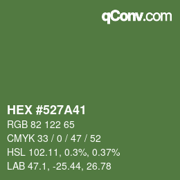 颜色代码: HEX #527A41 | qconv.com