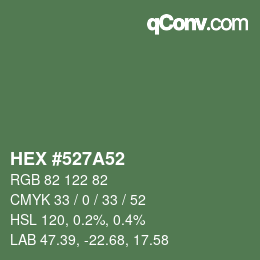 Color code: HEX #527A52 | qconv.com