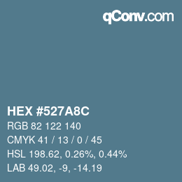 Color code: HEX #527A8C | qconv.com