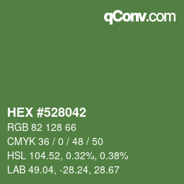 カラーコード: HEX #528042 | qconv.com