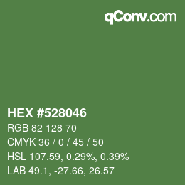 カラーコード: HEX #528046 | qconv.com