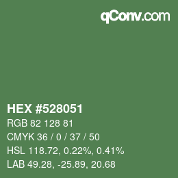カラーコード: HEX #528051 | qconv.com