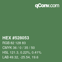 カラーコード: HEX #528053 | qconv.com
