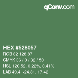 颜色代码: HEX #528057 | qconv.com