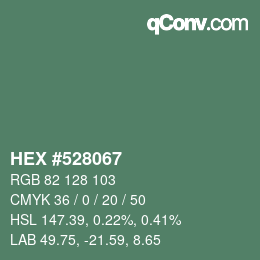 颜色代码: HEX #528067 | qconv.com