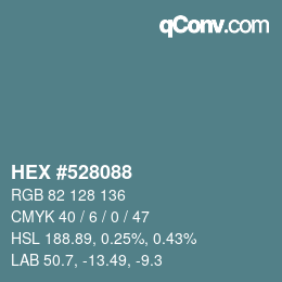 カラーコード: HEX #528088 | qconv.com