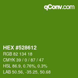 Code couleur: HEX #528612 | qconv.com