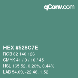 Color code: HEX #528C7E | qconv.com
