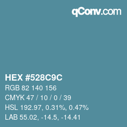 颜色代码: HEX #528C9C | qconv.com