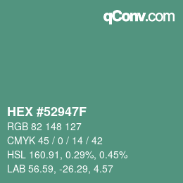 カラーコード: HEX #52947F | qconv.com