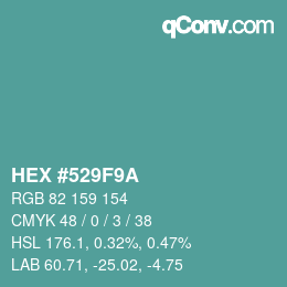 Color code: HEX #529F9A | qconv.com