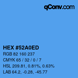 カラーコード: HEX #52A0ED | qconv.com