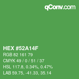 Color code: HEX #52A14F | qconv.com
