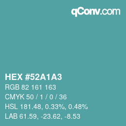 Color code: HEX #52A1A3 | qconv.com