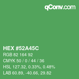 颜色代码: HEX #52A45C | qconv.com
