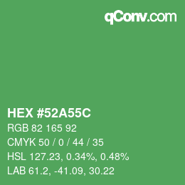 颜色代码: HEX #52A55C | qconv.com