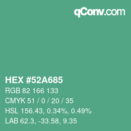Color code: HEX #52A685 | qconv.com