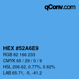 カラーコード: HEX #52A6E9 | qconv.com