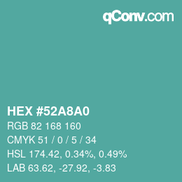 颜色代码: HEX #52A8A0 | qconv.com