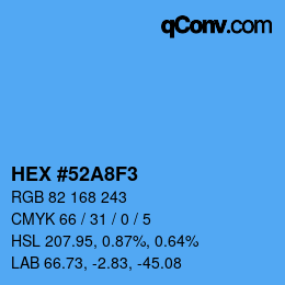 カラーコード: HEX #52A8F3 | qconv.com