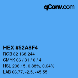 カラーコード: HEX #52A8F4 | qconv.com