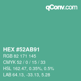 Color code: HEX #52AB91 | qconv.com