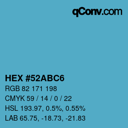 Farbcode: HEX #52ABC6 | qconv.com
