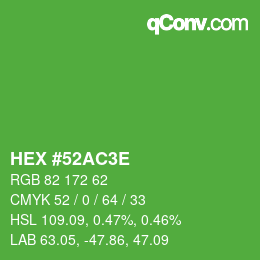 Color code: HEX #52AC3E | qconv.com