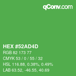 颜色代码: HEX #52AD4D | qconv.com
