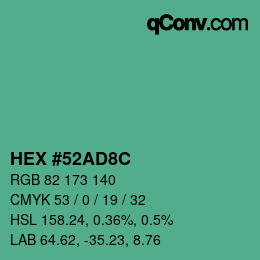 Código de color: HEX #52AD8C | qconv.com