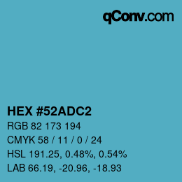 カラーコード: HEX #52ADC2 | qconv.com