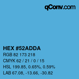 カラーコード: HEX #52ADDA | qconv.com