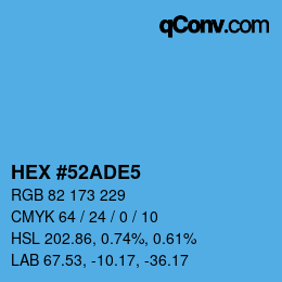 カラーコード: HEX #52ADE5 | qconv.com
