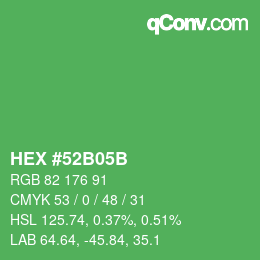 カラーコード: HEX #52B05B | qconv.com