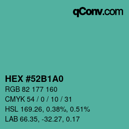 Código de color: HEX #52B1A0 | qconv.com