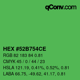 カラーコード: HEX #52B754CE | qconv.com