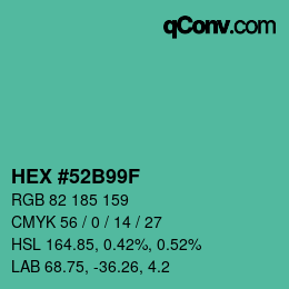 Color code: HEX #52B99F | qconv.com