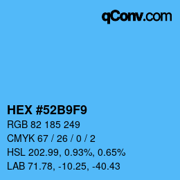 カラーコード: HEX #52B9F9 | qconv.com