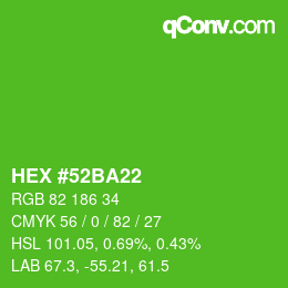 颜色代码: HEX #52BA22 | qconv.com