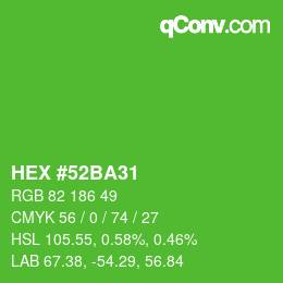 Color code: HEX #52BA31 | qconv.com